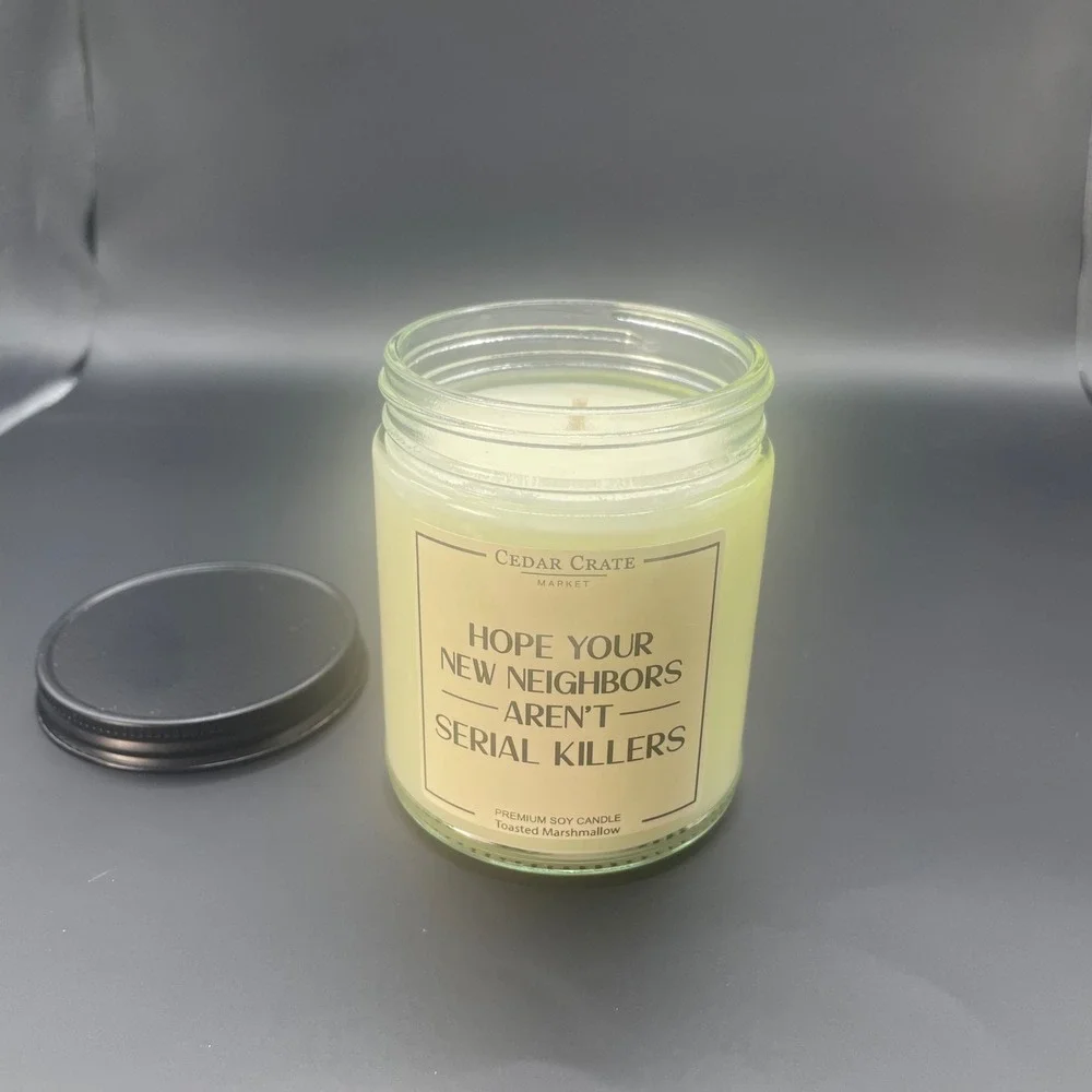 Cedar Crate Market‎ Toasted Marshmallow Soy Candle Funny Housewarming Gift 9oz